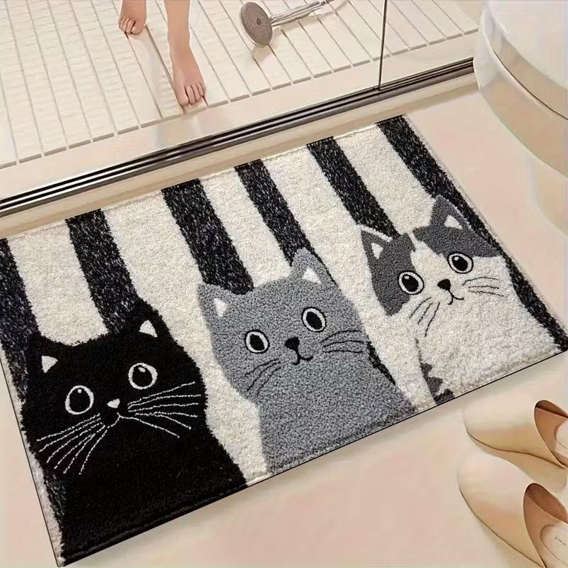Cartoon Cat Floor Mat Entrance Entrance Crystal Velvet Dirt-resistant and Wear-resistant Foot Mat Floor Mat