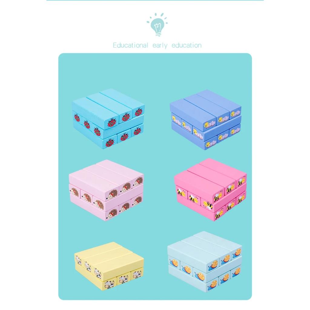 Number Animal Wooden Blocks Game Domino Stacking Blocks Stacking Tower Fun Outdoor Lawn Yard Game Education Toys