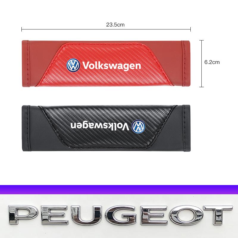 2pcs Car Seat Belt Cover Leather Shoulder Pad Accessories Valve Cap For VW Golf Amarok T5 Phaeton Teramont ID3 Tiguan T-Cross P 12RYH