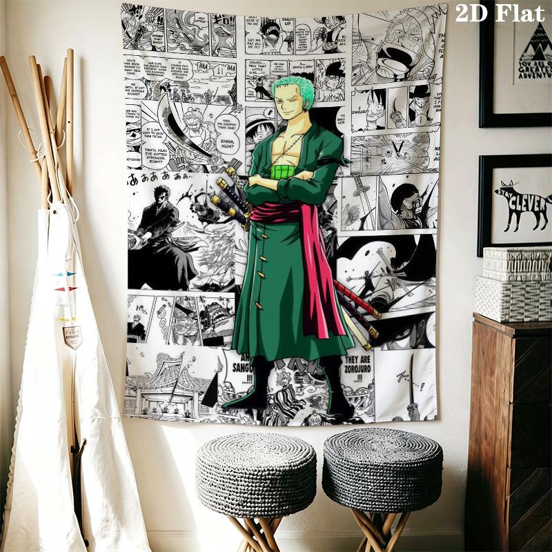 Roronoa Zoro Wall Tapestry Aesthetic Wall Hanging Printed Fabric Blanket Decorative Tapestries For Bedroom Living Room Home Decor