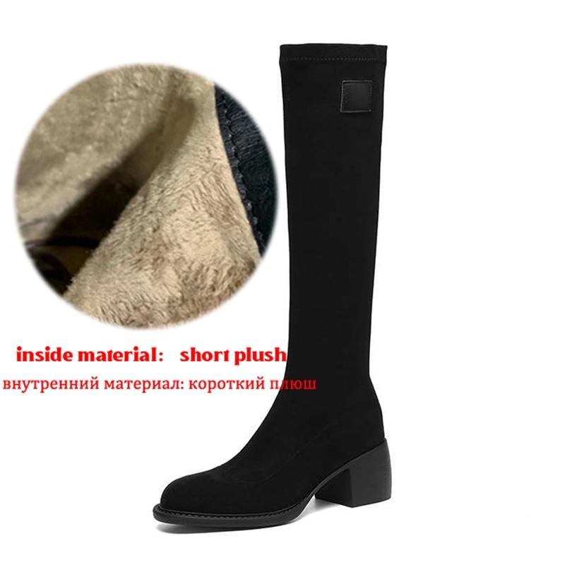 

Krazing Po Флок Зимние Круглый Носок Размер 33 Ботфорты до колена Размер 43 Толстый Высокий Каблук Лаконичный Стиль Ботфорты до бедра 43