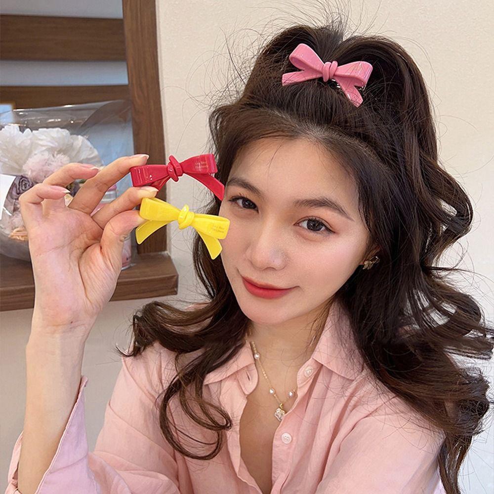 Hair Clips Girls Barrettes Acetate Bow Hairpins Small Duckbill Clips Letter Women Hair Clips