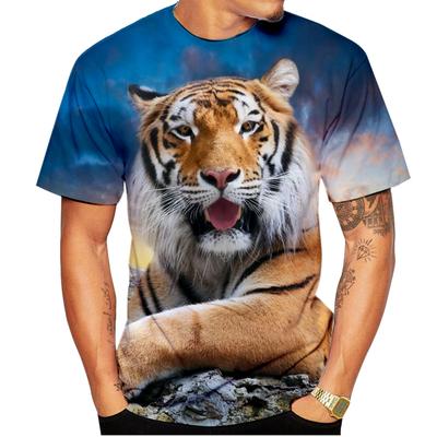Sommer Rundhals 3D Tier Tiger Print Top Modische Lässige Kurzarm Herren T-Shirts