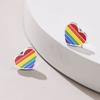 Rainbow Pride Lesbian Gay LGBT Stainless Steel Epoxy Heart Stud Earrings