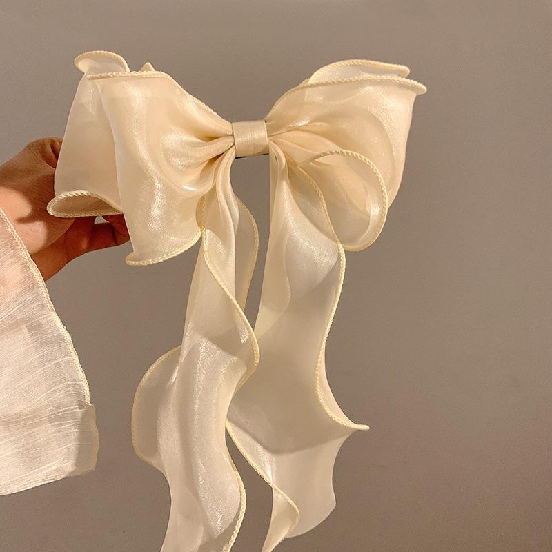 

1 шт./2 шт. Белый сетчатый бант, лента, заколка для волос, женская заколка на затылок, заколка сверху, заколка для непослушных волос, аксессуар для волос