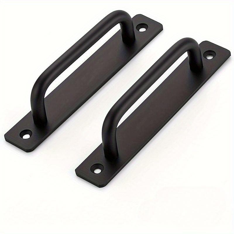 2pcs Barn Door Handles, Sliding Door Handle, Black Cabinet Handles, Door Pull Handle, Aluminum Alloy Door Pulls with Plate