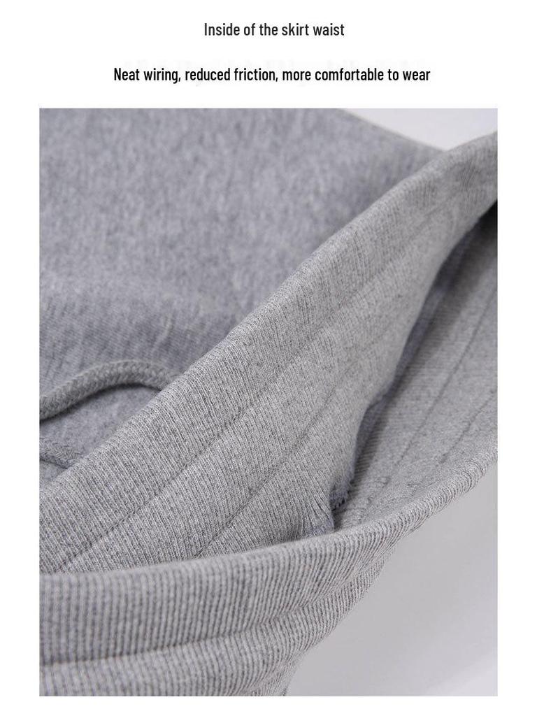 Women's Gray Sporty Hoodie and High-Waisted Skirt Set - Korean Style, Spring/Autumn 2026 Collection.