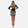 Ladies Womens Striped Patchwork V-neck Long Sleeve Dress Evening Party Dress