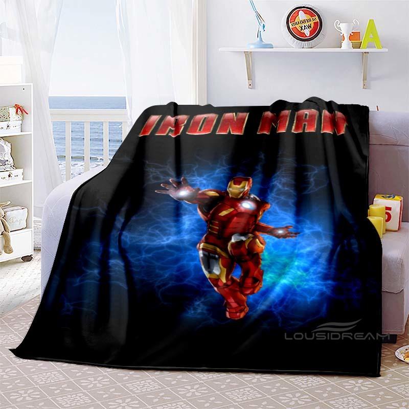 Iron Man Cartoon Comic Funny Expression Blanket, Warm Flannel Sofa Blanket, Home, Bedroom, Travel.