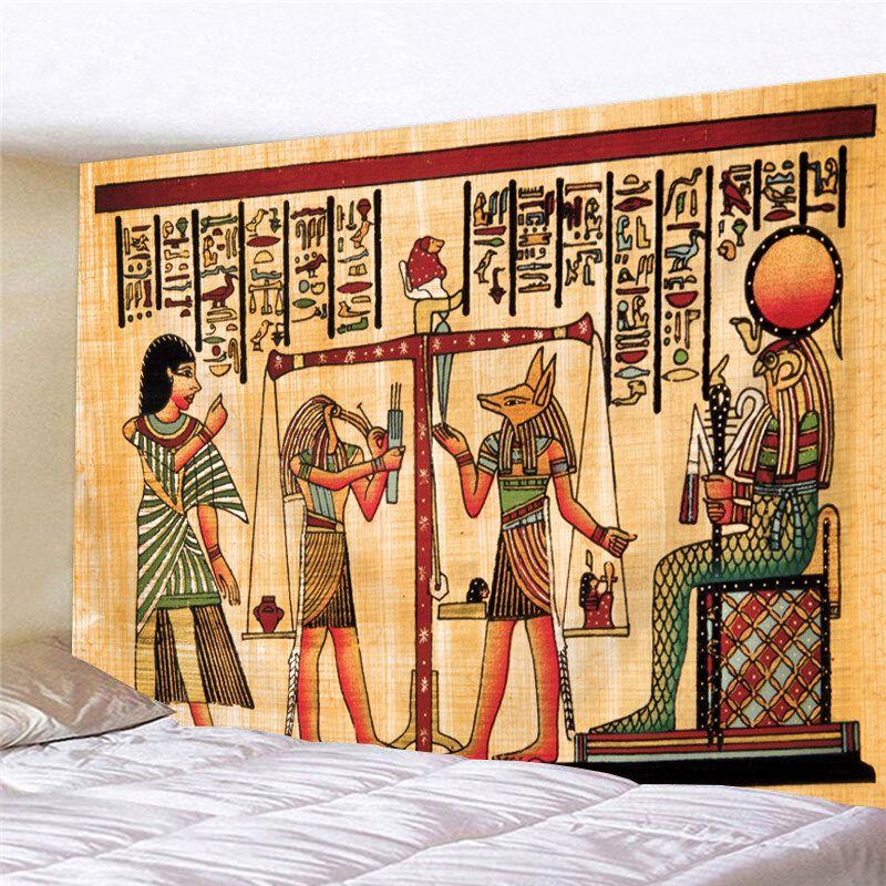 Vintage Ägyptische Göttin Wandteppich Altes Papyrus Hieroglyphen Flügel Sonne Antike Zivilisation Raum Hängendes Tuch Dekor
