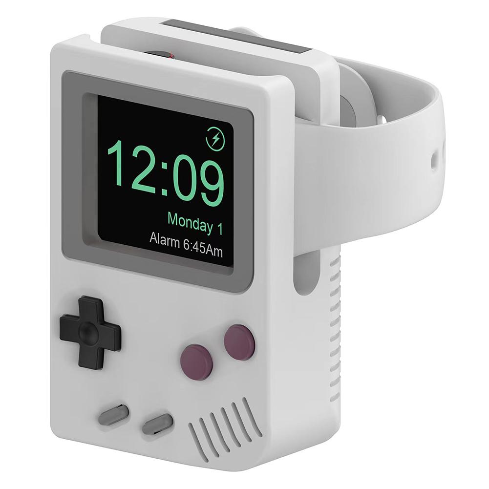 

Симпатичный силиконовый держатель для зарядного устройства для Apple iWatch SE 8 7 6 5 4 3 2 1 ретро игровая консоль зарядная база настольная подставка для смарт-часов серый белый