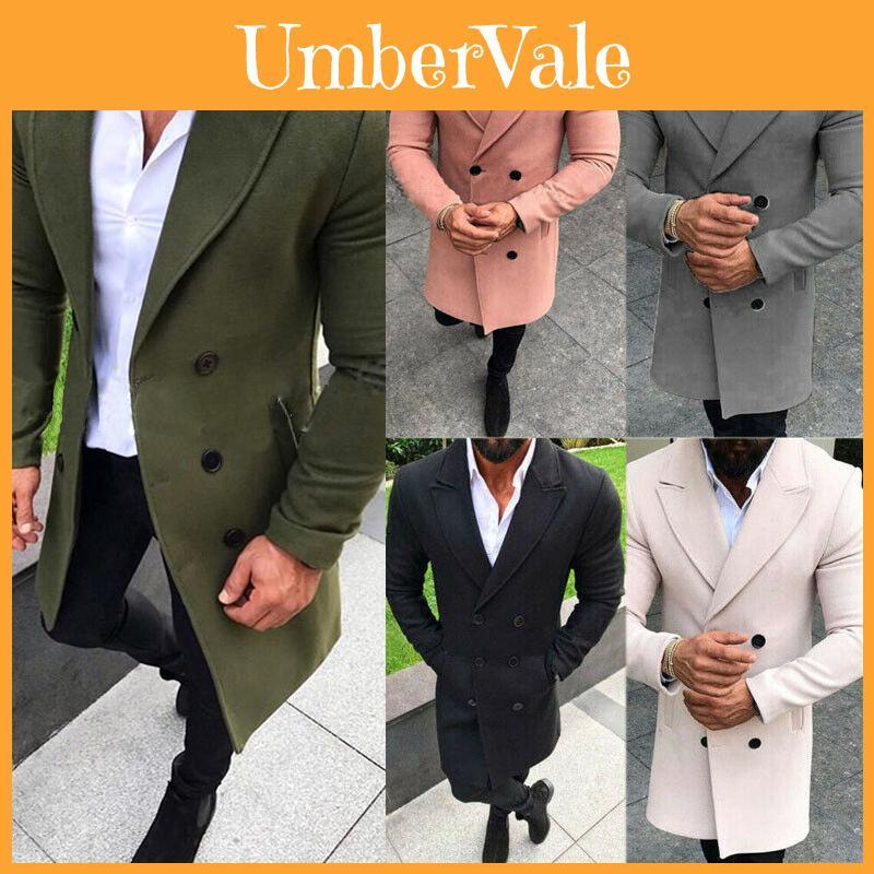 Luxurious Men's Winter Trench Coat With Warm Lapel And Hidden Shoulder Pads