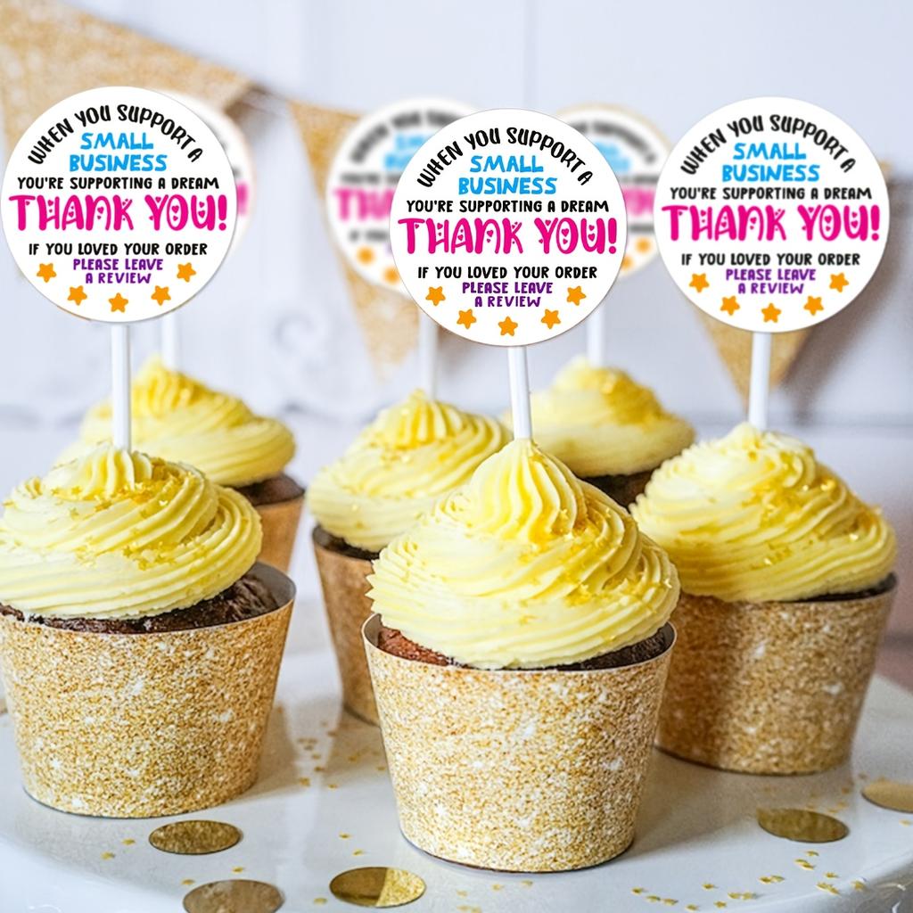 500 Stickers/Roll Thank You Self-Adhesive Labels Round Colorful Appreciation Tags Recommended for Handmade Baking Beverage Business Owners Gift Cards