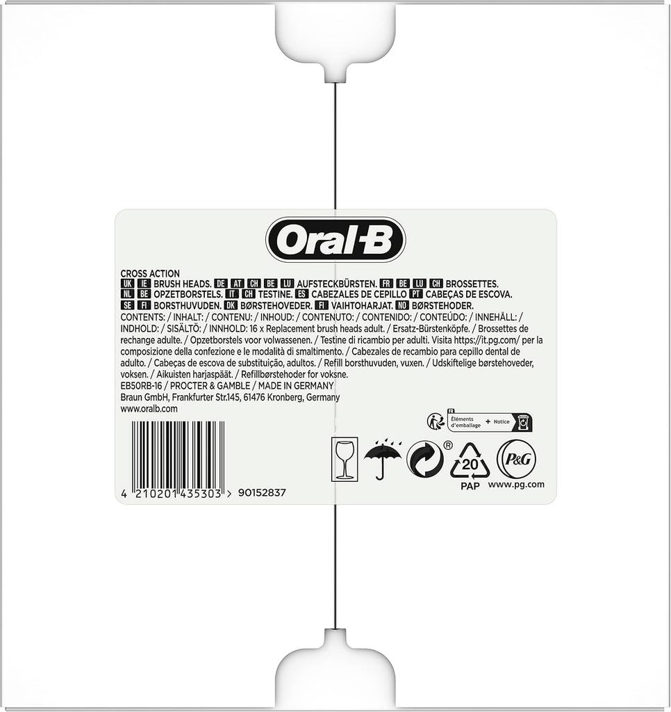 Hnědý elektrický zubní kartáček náhradní kartáček CROSS ACTION 16 kusů Oral-B Multi-Action EB50RB-16 [Produkt]