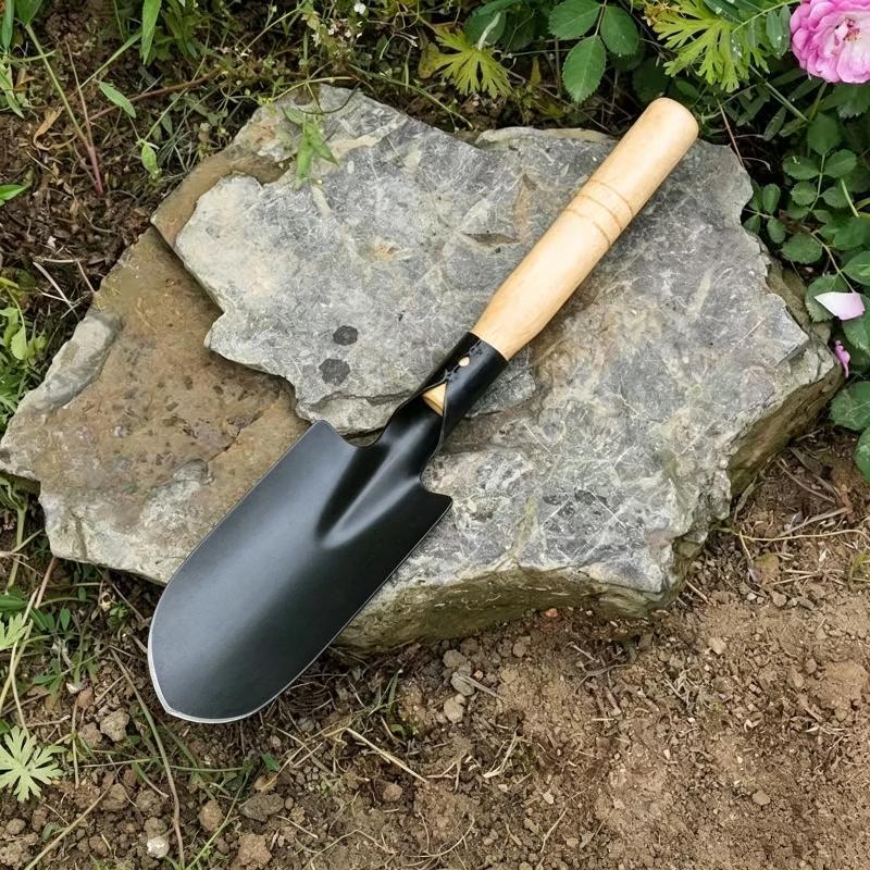 Professional Garden Trowel Manganese Steel Sharp Blade Sturdy Wood Handle Multipurpose Tool for Yard Weeding Transplanting A