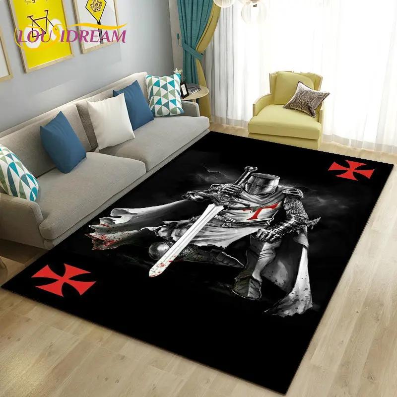 Knight Templar Cavalier Crusaders Game Area Rug Large,Carpet Rug for Living Room Bedroom Sofa Doormat Kitchen,Non-slip Floor Mat