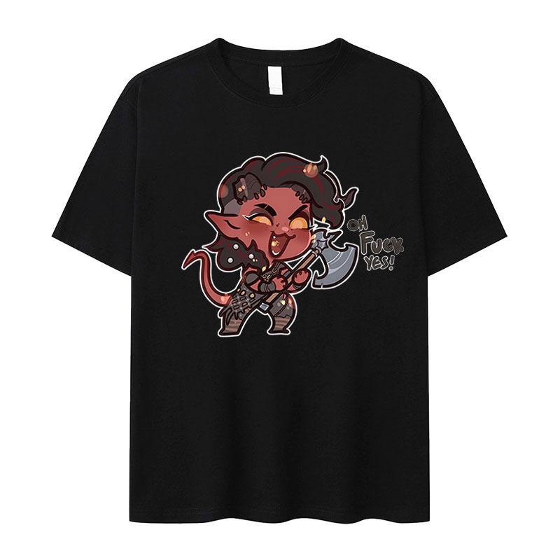 T-shirt Graphique Drôle Karlach Baldur's Gate 3 Hommes Femmes Mode Col Rond Manches Courtes T-shirts Décontracté 100% Coton T-shirt Surdimensionné