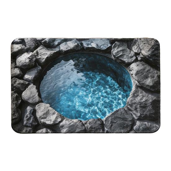 Floor Mat 3D Optical Illusion Bottom Crystal Velvet Non-Slip Rug with Anti-Slip Soft Floor Cushion Easy