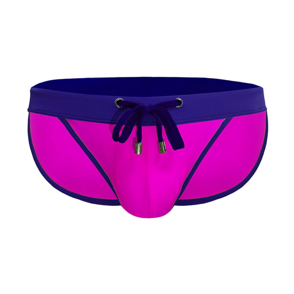 UXH Men's Sexy High-Cut Color Block Triangle Swim Briefs - European & American Fashion