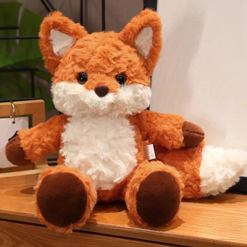 35cm/50cm Cute Fluffy Fox Plush Toy Soft Cartoon Orange Foxes Stuffed Doll Appease Birthday Gift