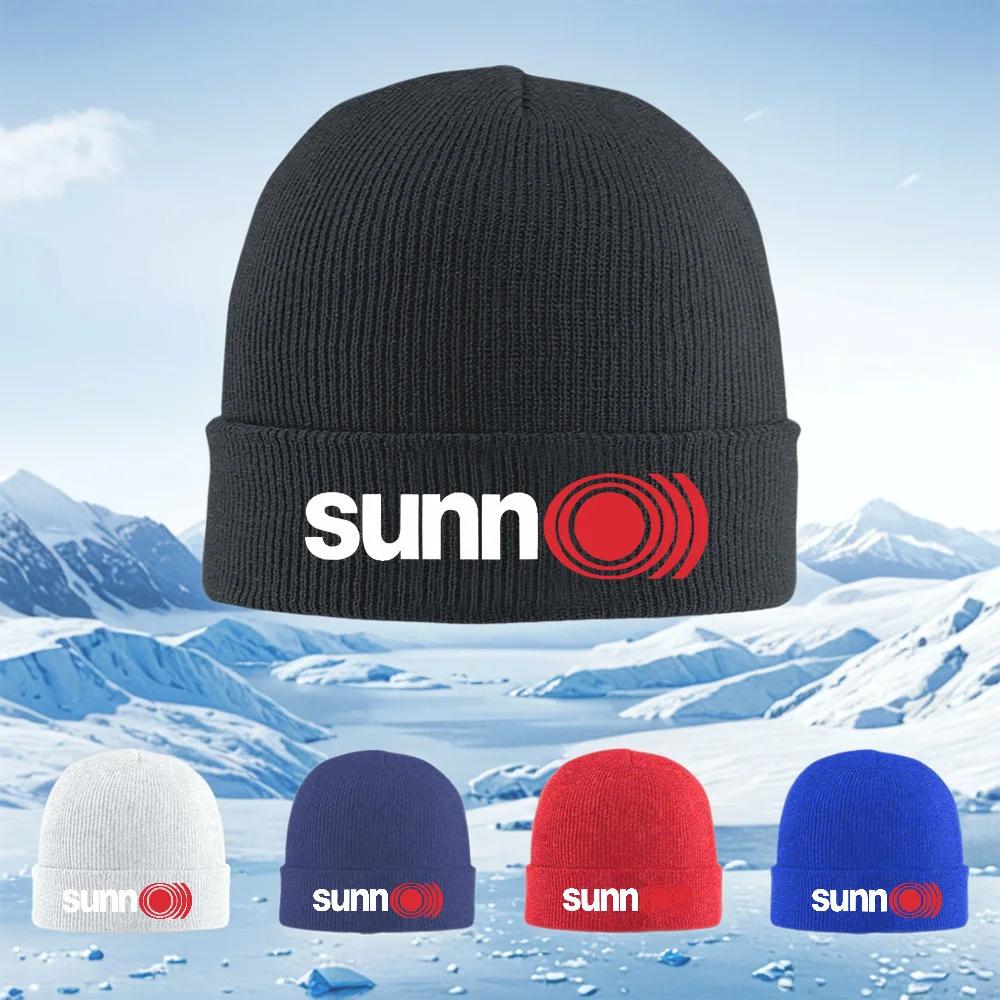 White Letters Red Circles Waves Sound Unisex Women Unisex Knitted Hat Beanie Pullover Cap Winter Thermal Warm Christmas Outdoor Cyc