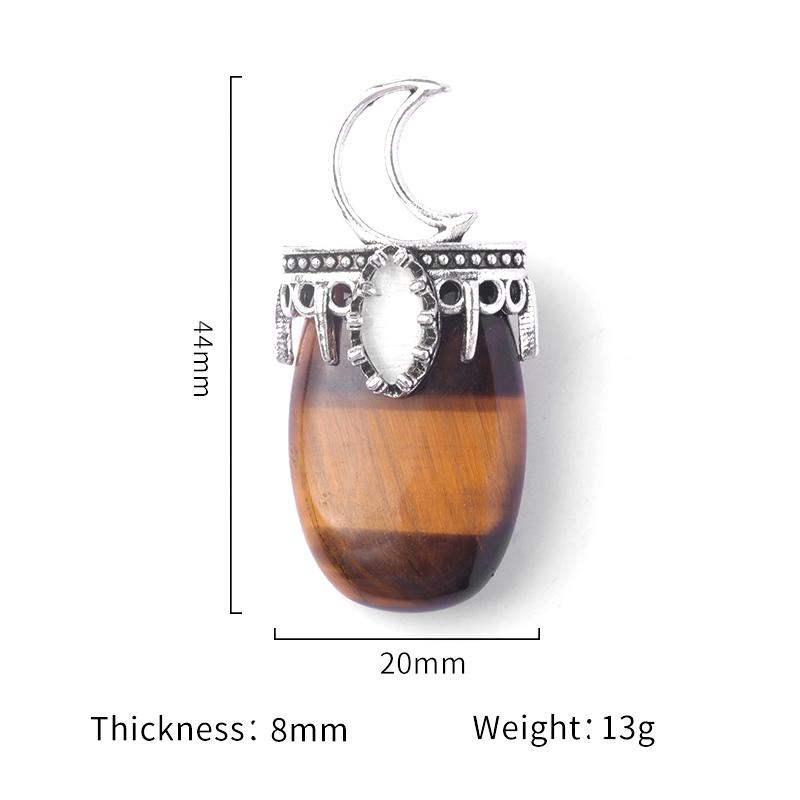 1Pc, Energy Natural Stone Moon Sun Pendant, Bohemian Style Reiki Healing Crystal Gemstone Charms for DIY Necklace Accessories, Creative Jewelry Making