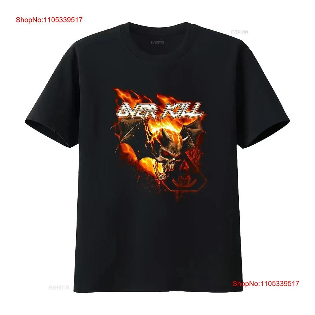 Overkill Bat Skull of Fire T Shirt Vintage Washed Designer Clothes Slightly Homme Streetwear Co