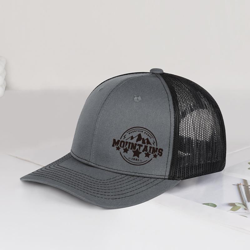 MOUNTAINS Logo Printed Trucker Cap Soft Comfortable Adjustable Retro Outdoor Style Rugged Fashion Trend Unisex Perfect for Hi