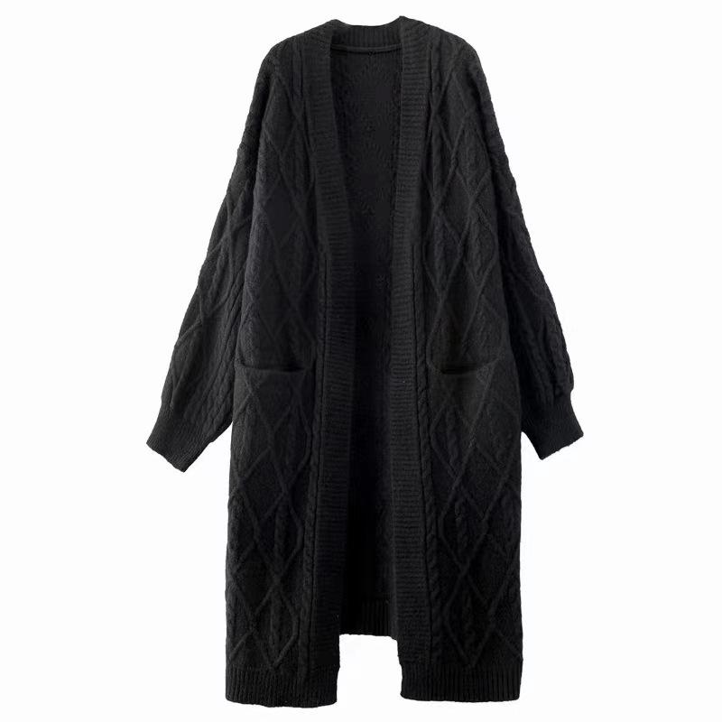 Plus Size Loose Knit Cardigan for Women - Korean Style Long Sweater Coat for Autumn/Winter