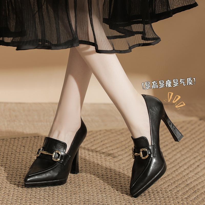 1-3 Sexy Waterproof Table Is Not Tired of Feet, High Heels for Women, Pointed Head, Thin Heel, Metal Buckle, Super High Heel Single Shoes for Women