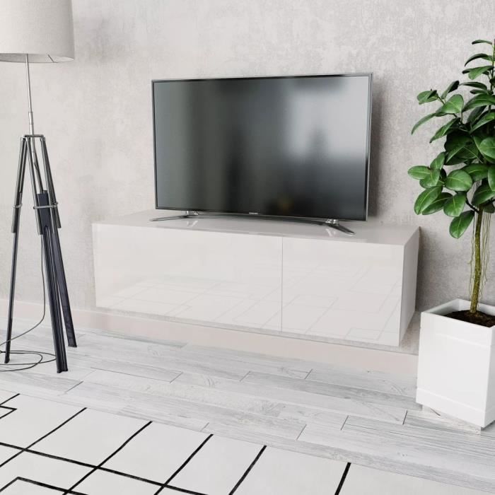 VidaXL Meuble TV Aggloméré 120 x 40 x 34 cm Blanc brillant