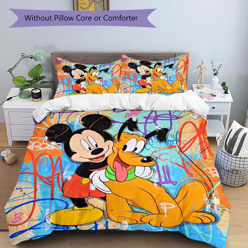 Mickey Pluto Friendship Print 3Pcs Bedding Setduvet Cover With 2 Bedropillowcase Home Birthday Gift