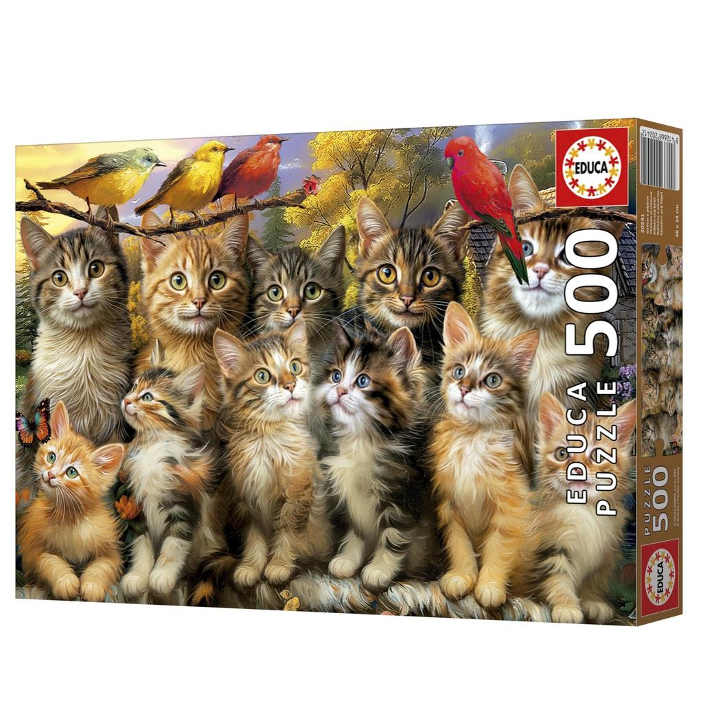 Puzzle - EDUCA - Kittens and Birds - 500 Pieces