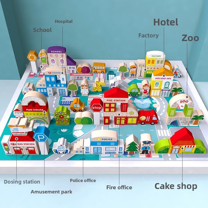 Wooden City Sunshine Building Blocks For Kids Educational Stem Toy With Handeye Coordination