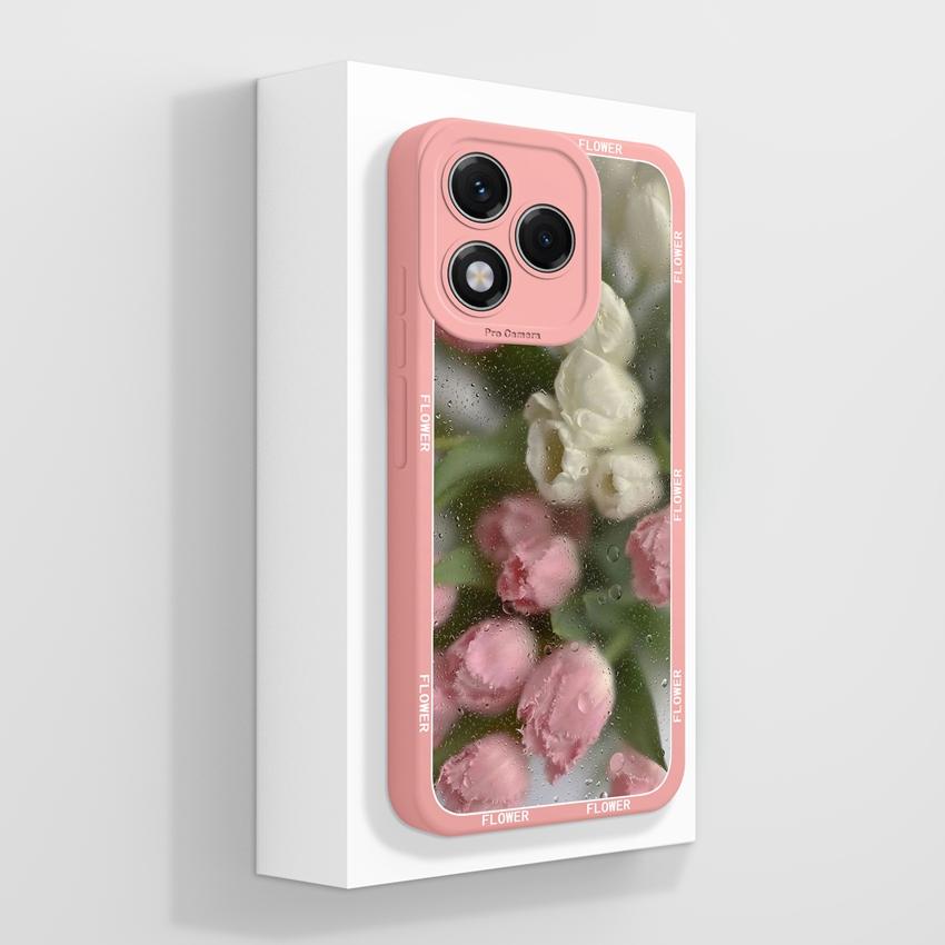 Silikonový kryt s motivem květiny pro Huawei 400 Lite X7c X8 X8c X9c Play 30 60 Plus, odolný proti pádu, s motivem květů a ochranou obrazovky proti pádu pro Huawei.