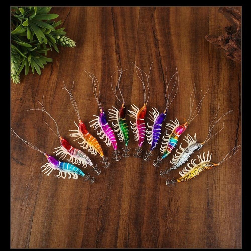 Wobbler 80mm 7g Squid Jig Horizontal Webfoot Slow Sinking Lure Luminous Wood Shrimp Octopus Bait Sea Fishing