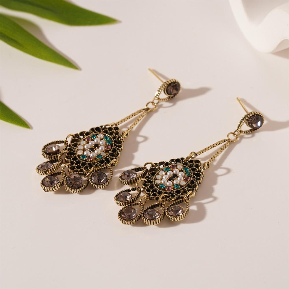 Bohemia Style Bohemian Crystal Earrings Hollow Water Drop Earrings Pendant  Beach