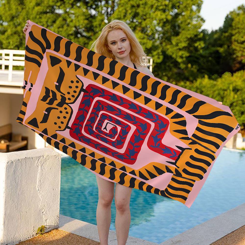 Egypt Colorful Abstract Tiger And Leopard Beach Towel Colorful Bath Towels For Girl Microfiber Quick Dry Sand Free Beach