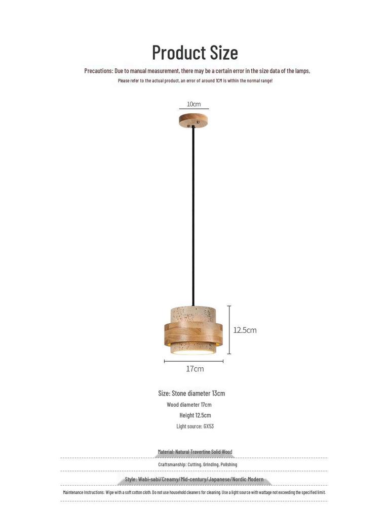 Adjustable Wabi-Sabi Style Solid Wood Pendant Light for Bedroom, Dining, or Bar