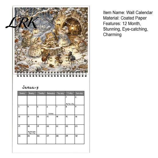 Thick Paper Monthly Organizer 2027 Brambly Hedge Wall Calendar, 12 Month Hanging Planner with Vintage Coated Display Forest Mouse Mushroom Watercolor
