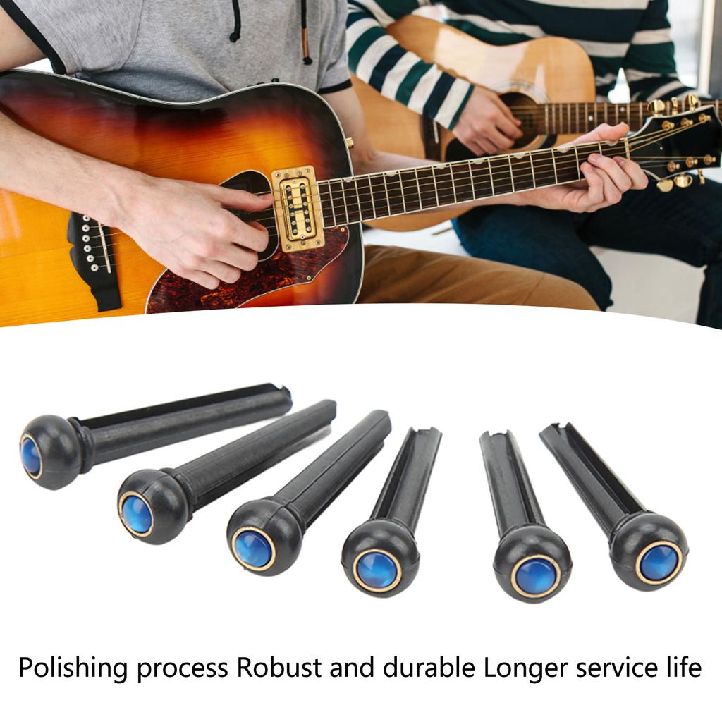 6Pcs Black Guitar Bridge Pin Kit Decorative Robust Clarity Increasing Guitar Bridge Pin Replacement