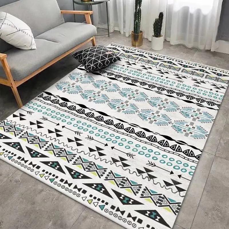 Moroccan Ethnic Style Floor Mats Durable for Living Room Bedroom Coffee Table Sofa  Non-Slip Washable Large Carpet Home Decor