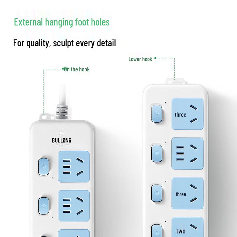 BULL GN-316 5-Outlet Individually Controlled Power Strip CN Plug (adapter Included)