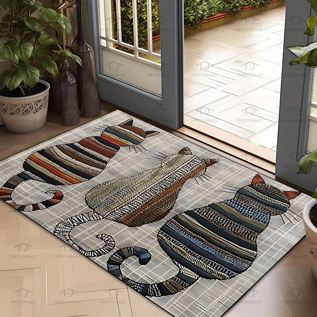 Cute Cat Pattern Doormat Scratched Painting Home Decor Entryway Rug Welcome Floor Mat Entrance Carpet  Living Room Rugs