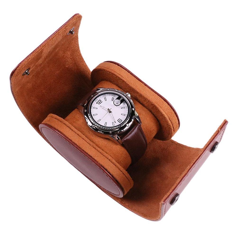 Vintage Leather Watch Roll Travel Case Single Watch Watch Bag Wristwatches Protection