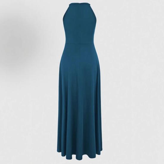 Women Summer High Slit Maxi Dress Halter Sleeveless Long Dress