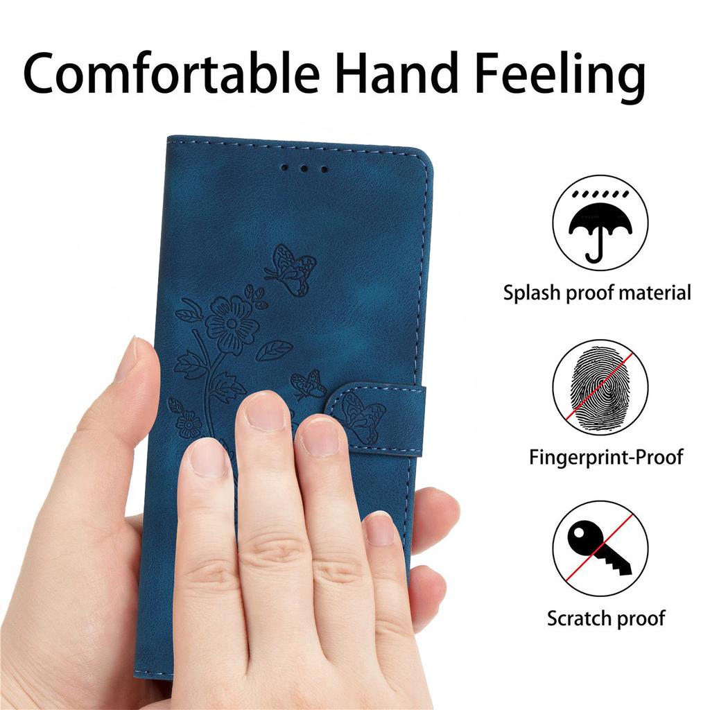 For Honor X9c 5G Case Leather Imprinted Flower Phone Cover Wallet with Wrist Strap