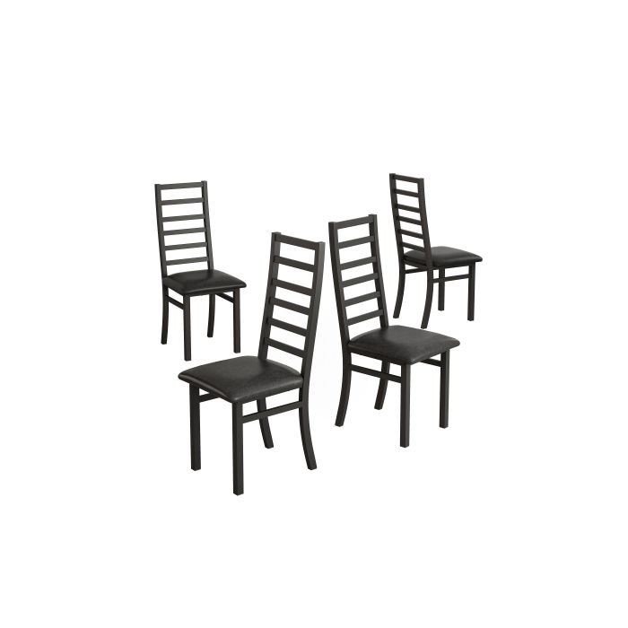 Chaises de salle à manger - MUVOE - Lot de 4 - Métal et cuir PU - Noir - Confort optimal
