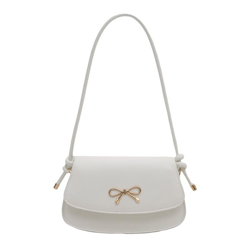 Korean Niche Bow Women's Bag New Trendy and Fashionable Shoulder Bag French Solid Color Underarm Bag