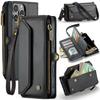 CaseMe (C36) Crossbody Wallet Case For iPhone 13 14 15 16 Pro Max Zipper Wrise Multi-functional Flip PU Leather Card Slots Holder Cover Protector